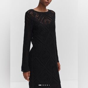 MANGO Flared-sleeve crochet dress